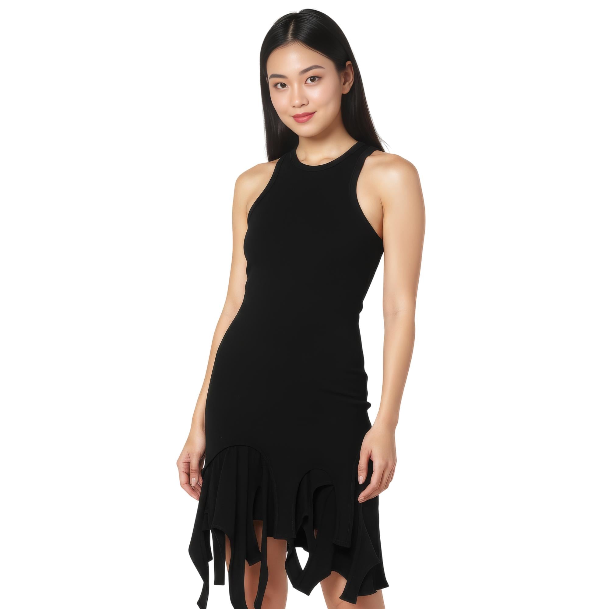 Alexander Wang Frayed Racer-neck Mini Dress