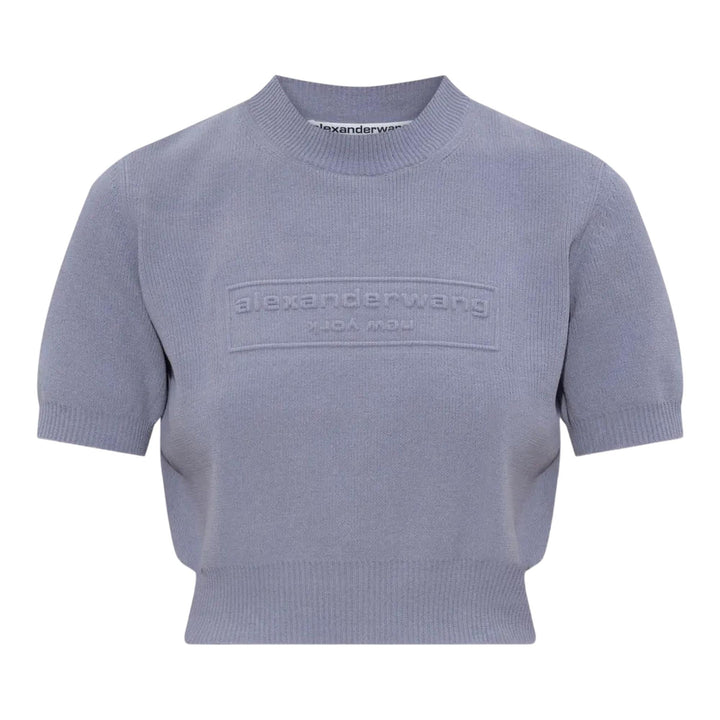 Club21 - Alexander Wang - Embossed Logo Ribbed Tee - KNIT TOPS - Greyish Blue