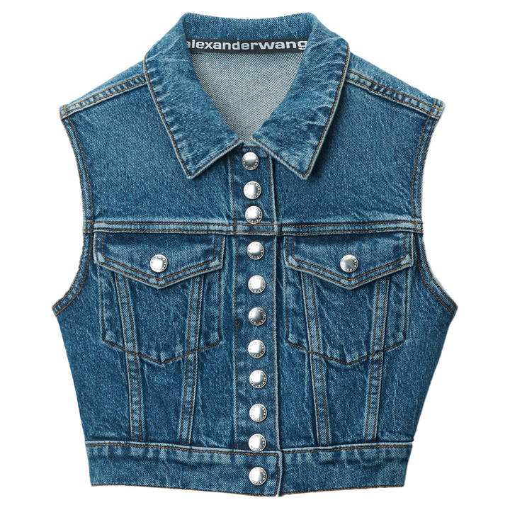 Alexander_Wang_Snap_Front_Trucker_Vest_Top_Blue