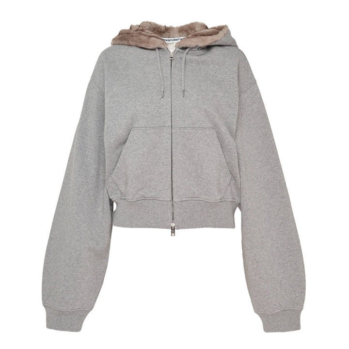 Faux Fur Hood Zip-Up Hoodie