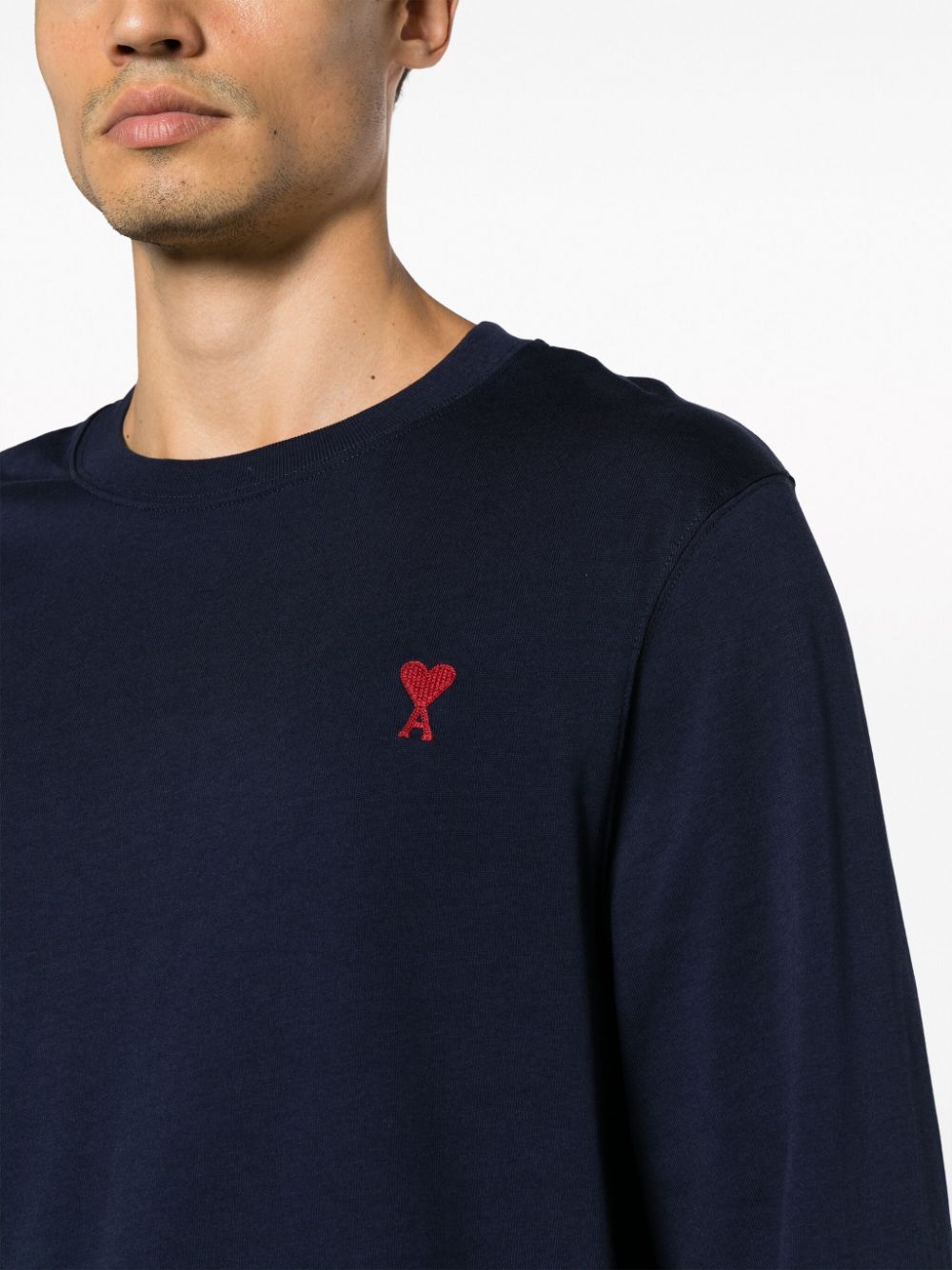 Ami-Paris-Long-Sleeves-Red-Adc-T-Shirt-Navy-5