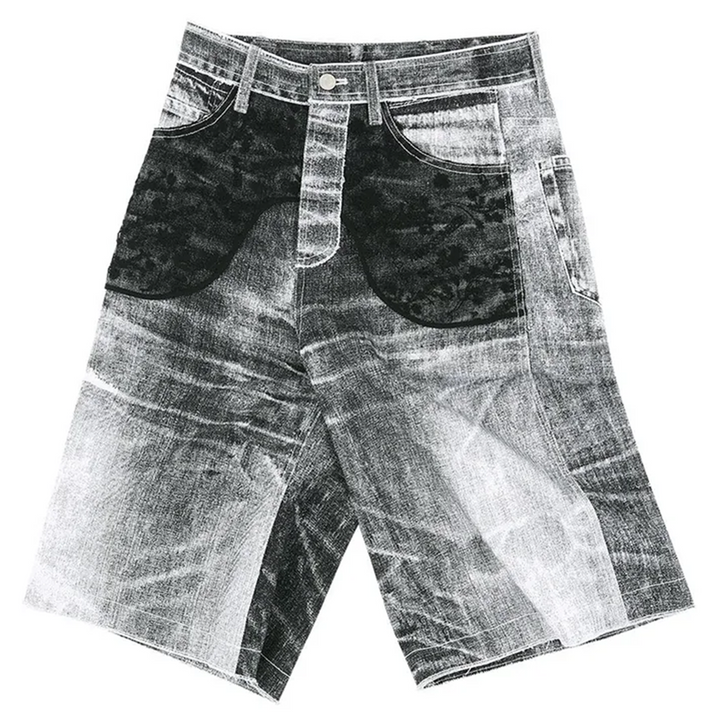 Lace Paneled White Denim Shorts