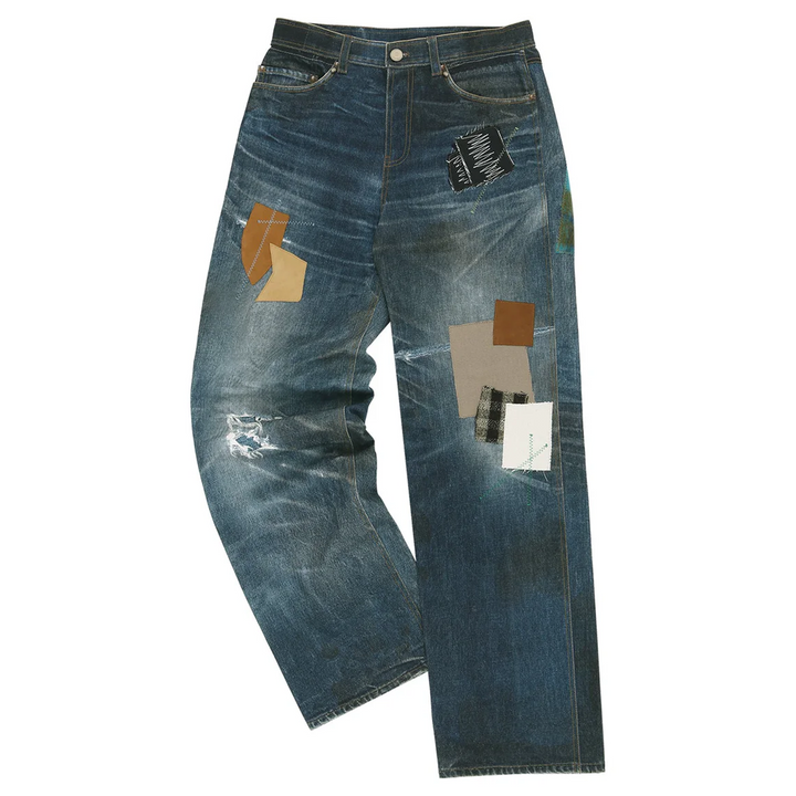 Unisex Patchwork Printed Denim