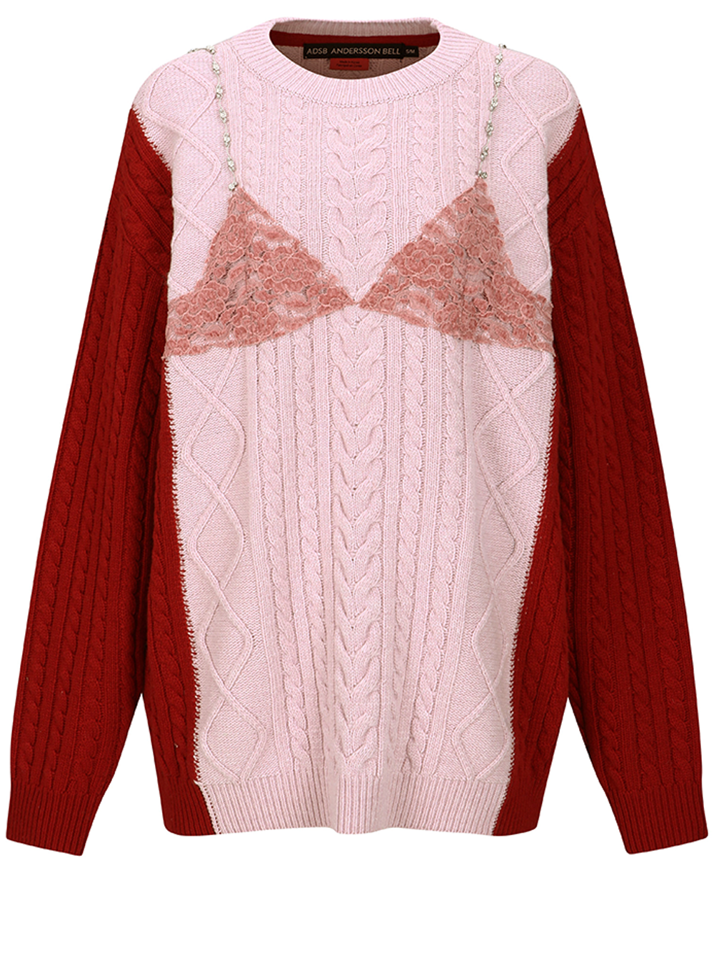 Lace Lingerie Boyfriend-Fit Knit Top