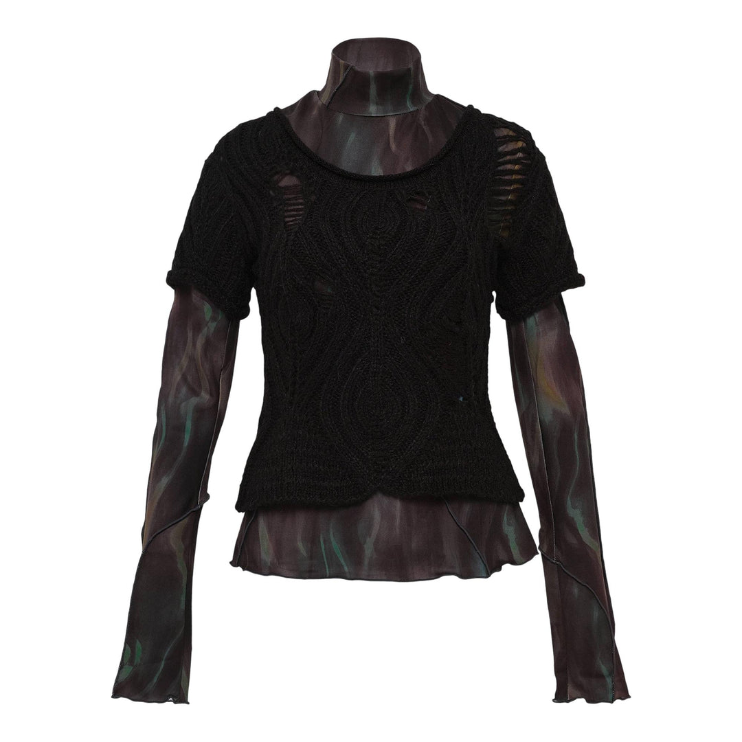 Club21 - Andersson Bell - Cap Sleeve Sweater Layered Top - KNIT TOPS - Black