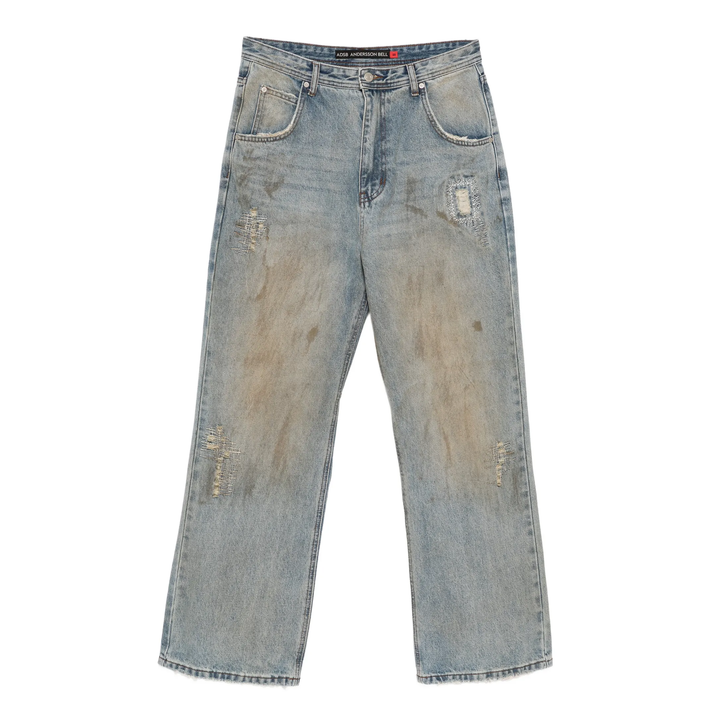 Destroyed Wide-Leg Jeans
