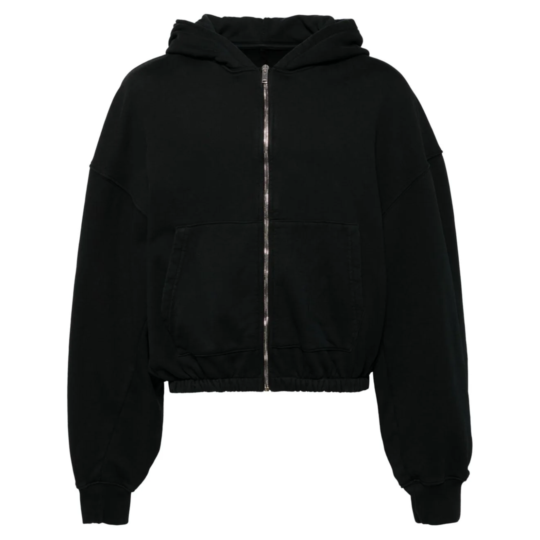 B1ARCHIVE_Zip_Up_Hoodie_With_Elastic_Waist_Black