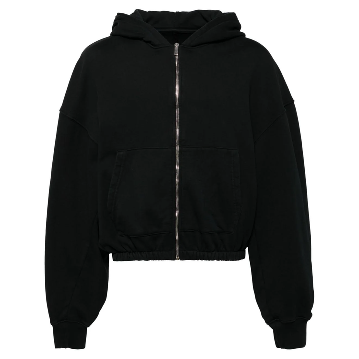 B1ARCHIVE_Zip_Up_Hoodie_With_Elastic_Waist_Black