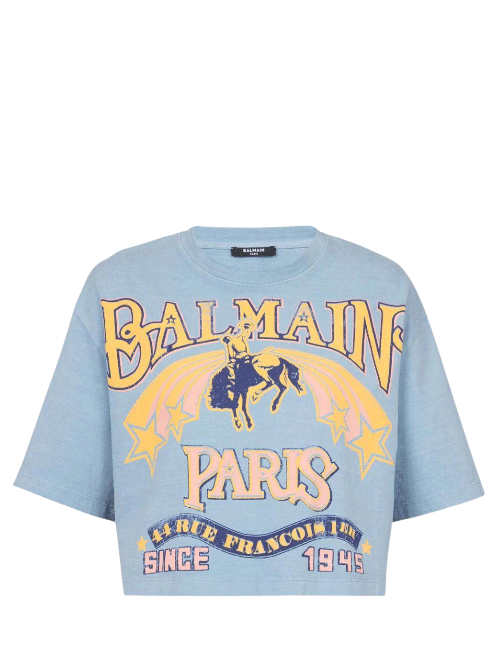 BALMAIN_BalmainWesternPrintCroppedTee_Blue