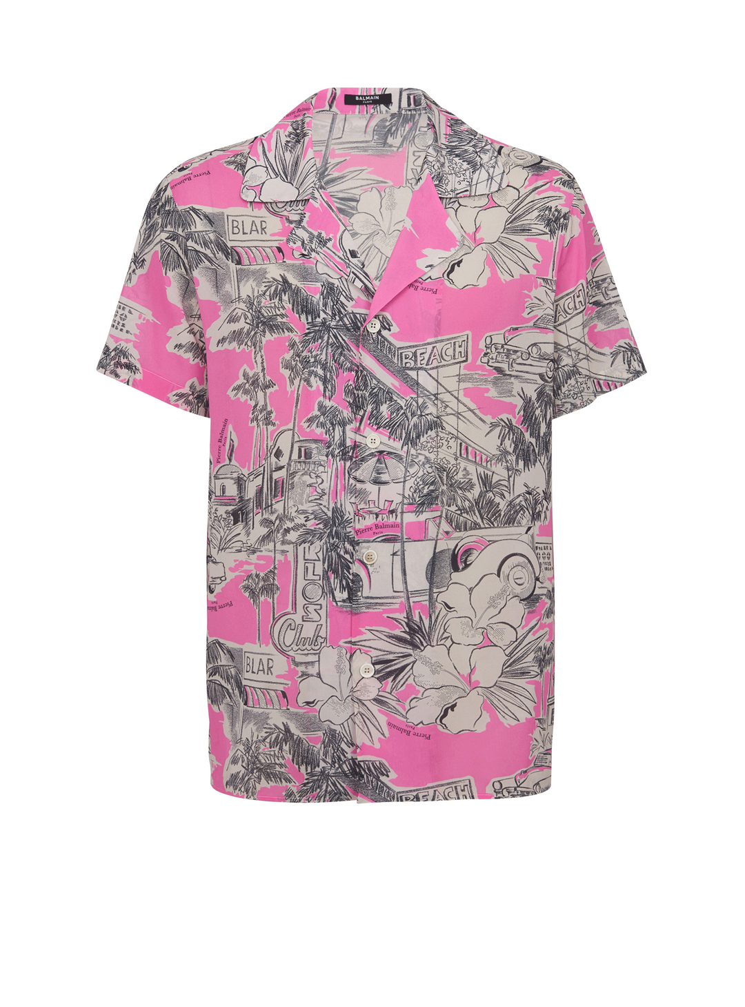 BALMAIN_Miami_Print_Silk_Pyjama_Shirt_Pink