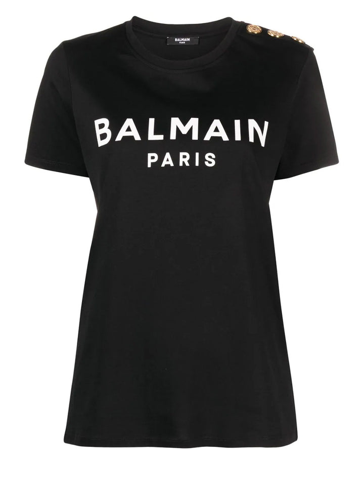     Balmain-3-Button-Printed-Balmain-T-Shirt-Black-1