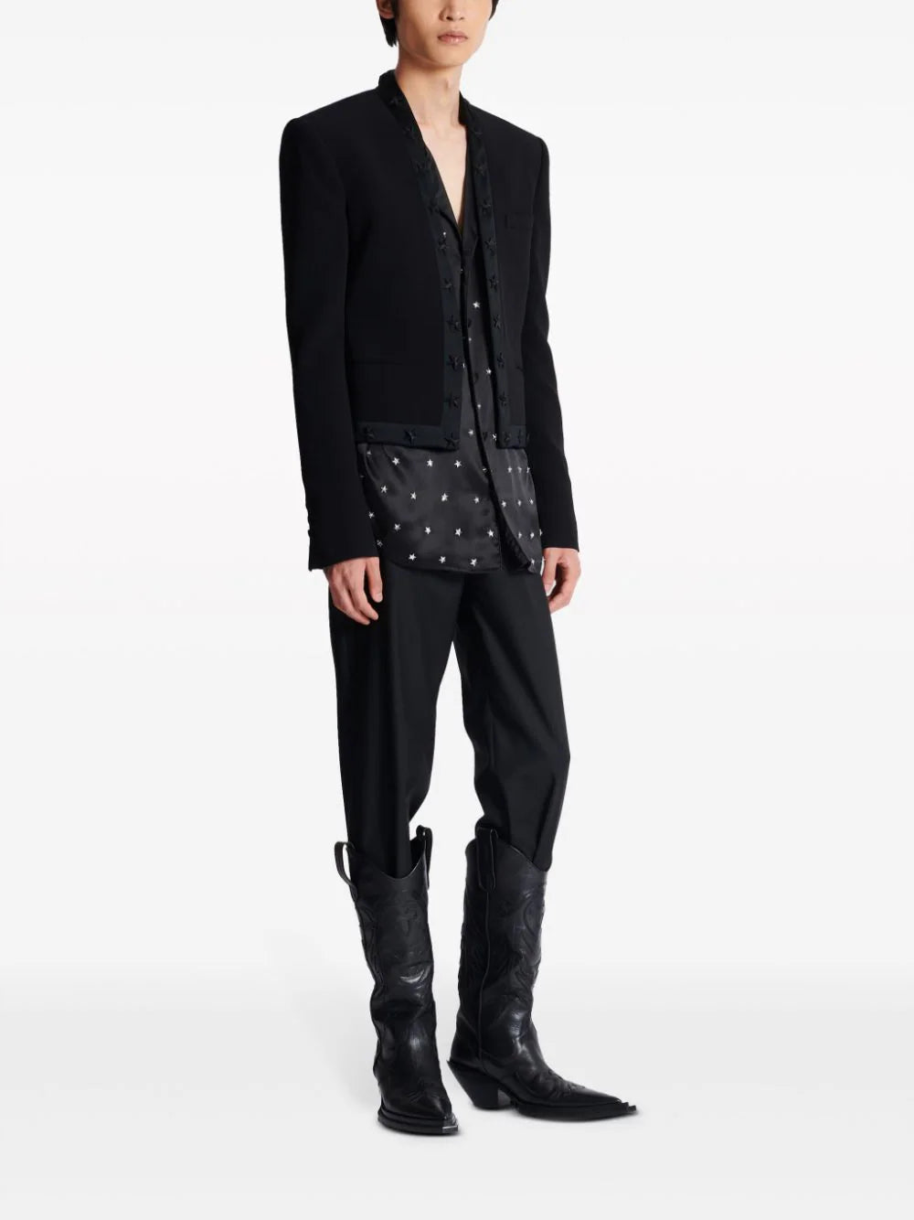 Balmain-Crepe-Spencer-Jacket-With-Star-Black-3