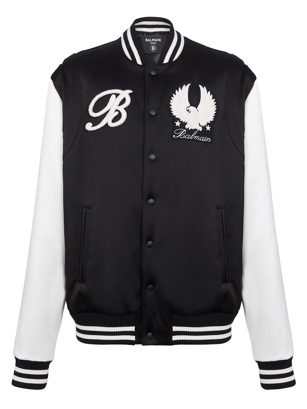 Balmain-Embroidered-Badges-Satined-Blouson-Black-1