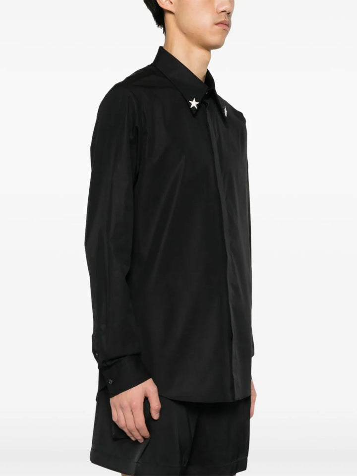 Balmain-Embroidered-Star-Collar-Cotton-Shirt-Black-3