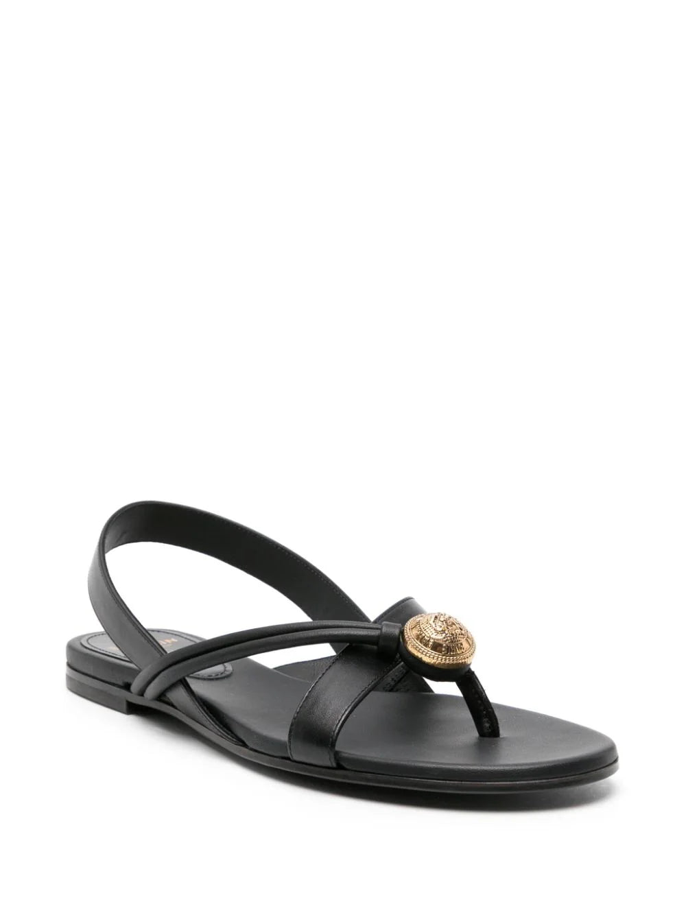 Balmain-Flat-Sandal-Alma-Calfskin-Black-2