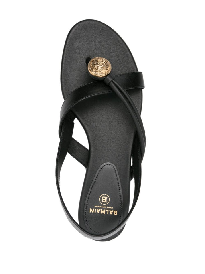 Balmain-Flat-Sandal-Alma-Calfskin-Black-4