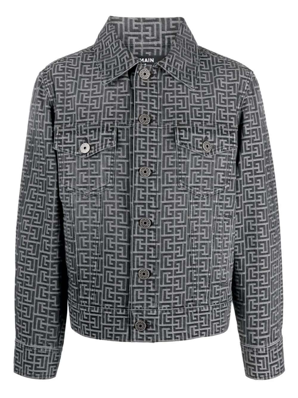 Balmain-Jacquard-Monogram-Denim-Jacket-Black-1