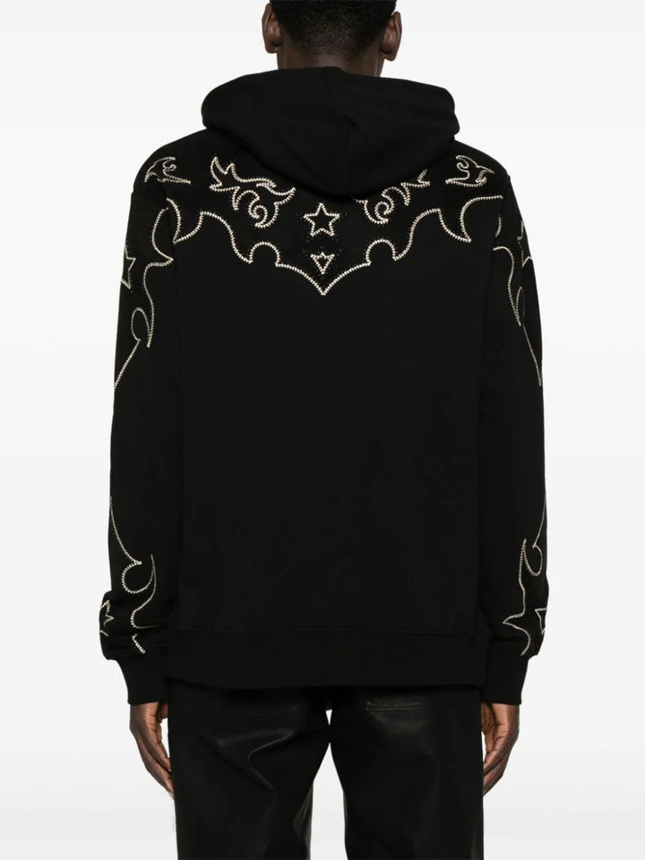 Balmain-Jersey-&-Suedine-Baroque-Hoodie-Black-4