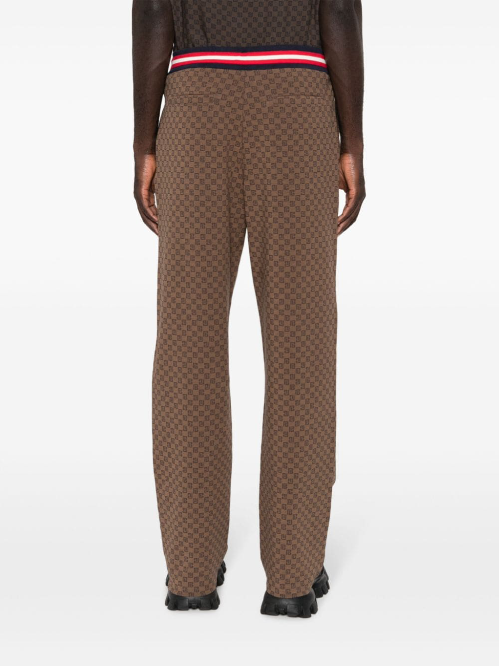 Balmain-Mini-Monogram-Jacquard-Pyjamas-Sweatpants-Brown-4