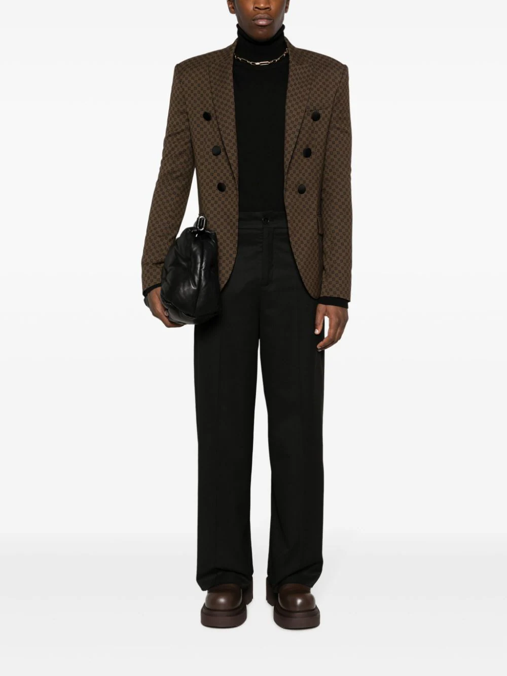 Balmain-Mini-Monogram-Unlined-6-Buttons-Jacket-Brown-2