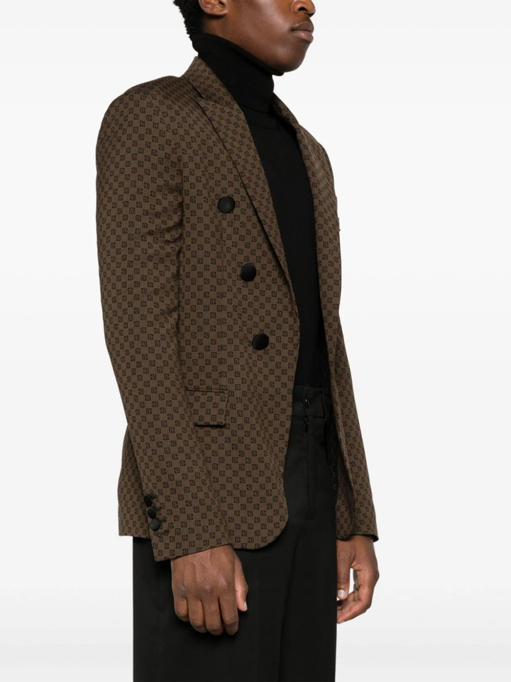 Balmain-Mini-Monogram-Unlined-6-Buttons-Jacket-Brown-3