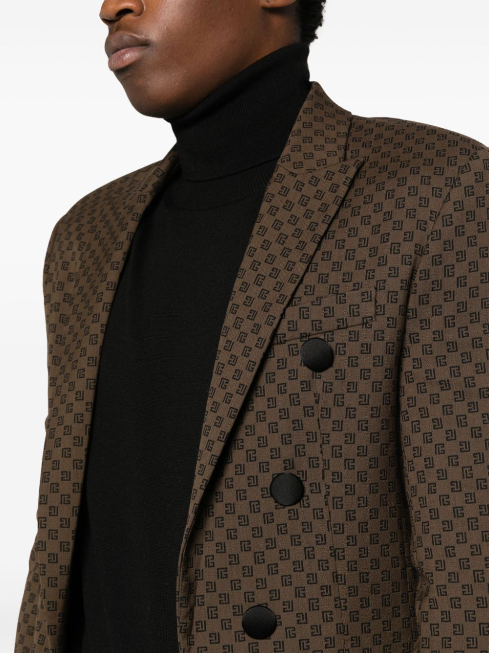 Balmain-Mini-Monogram-Unlined-6-Buttons-Jacket-Brown-5