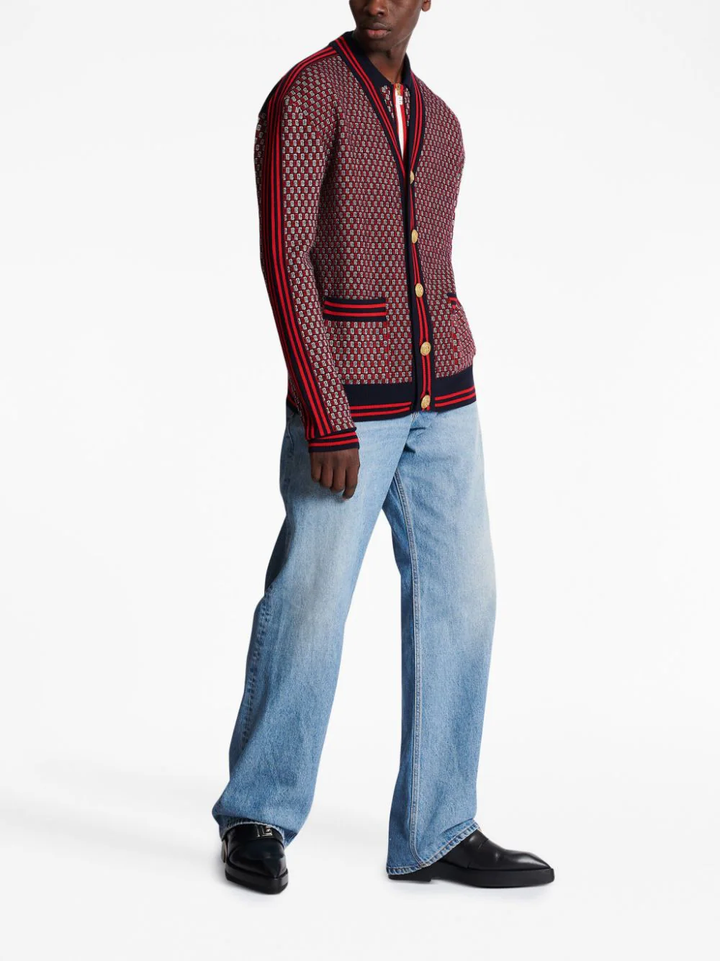 Balmain Monogram Check Wool Cardigan Check 3