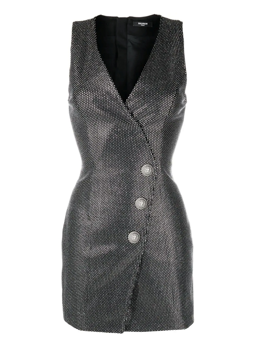 Balmain-Strass-Denim-Wrap-Dress-Black-1