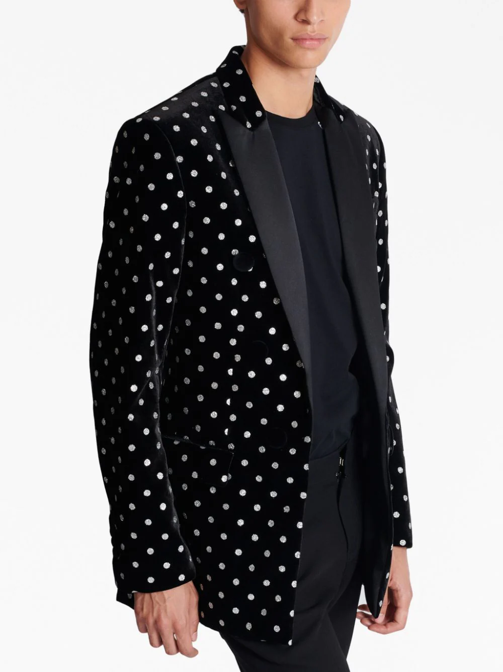 Balmain-Velvet-Polka-Dots-6-Button-Jacket-Black-6