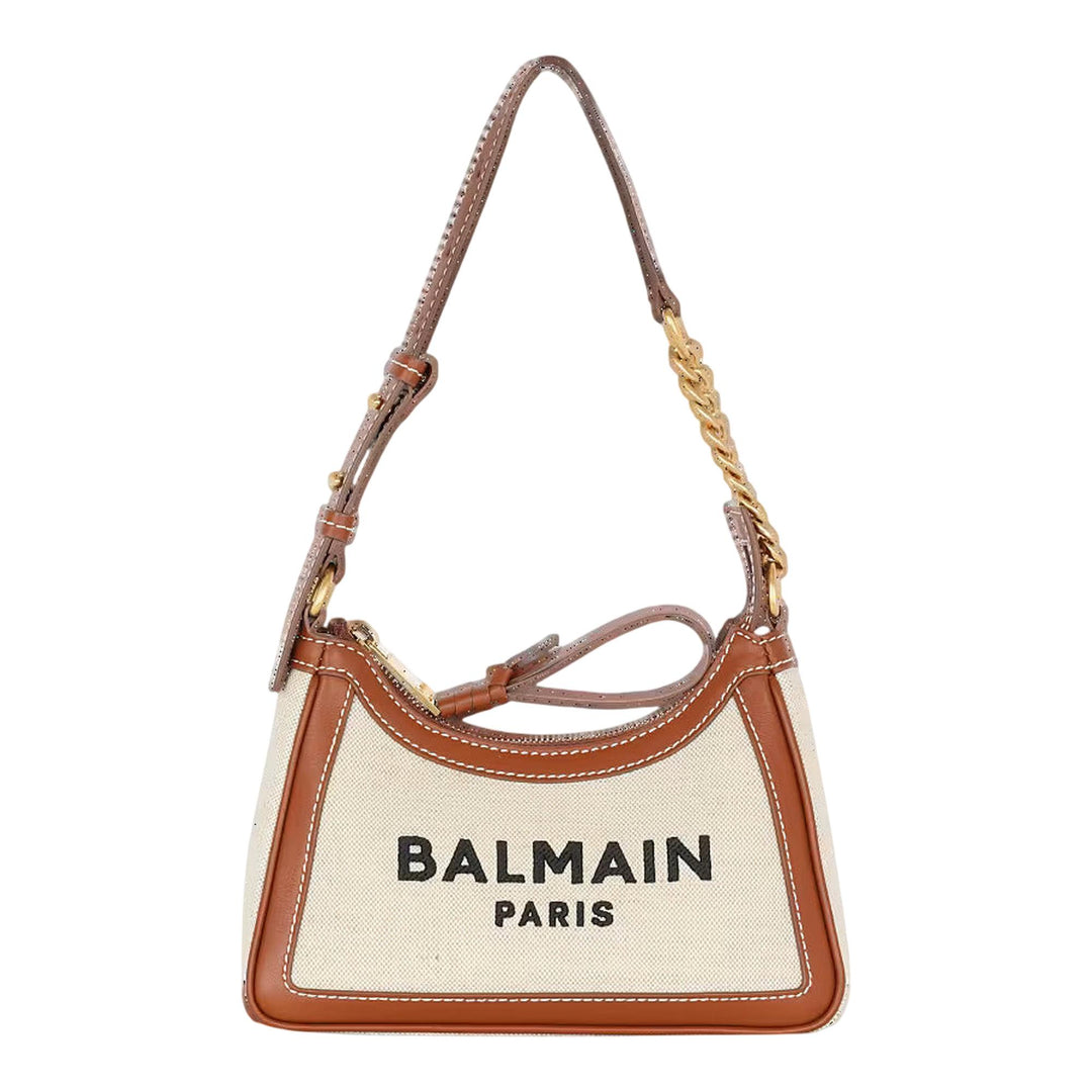 Club21 - Balmain - B Army Shoulder Bag Canvas Logo - HANDBAGS - Brown