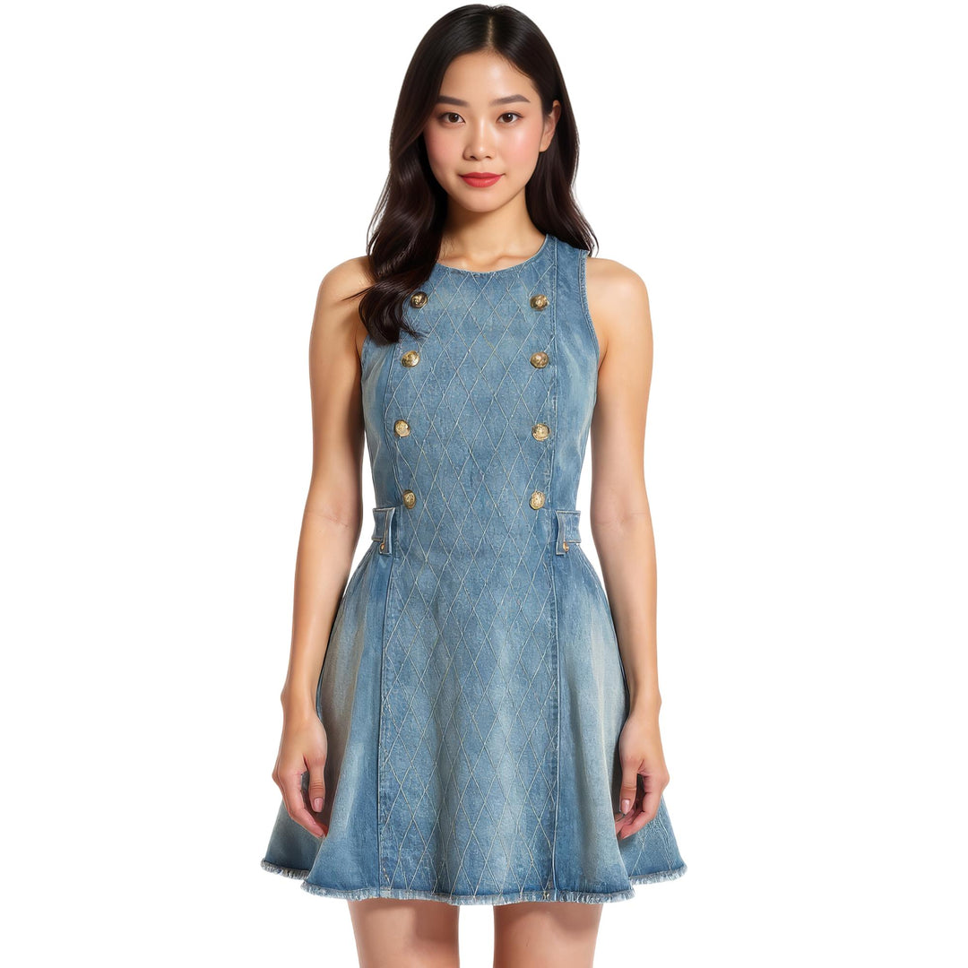 Button Flare Light Blue Denim Dress Club21.com Button Flare Light Blue Denim Dress Club21.com