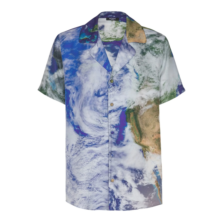 Earth Print Silk Pyjama Shirt