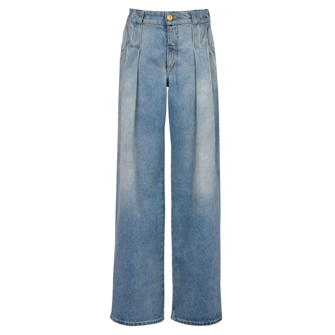 Pleated Loose Denim Pants