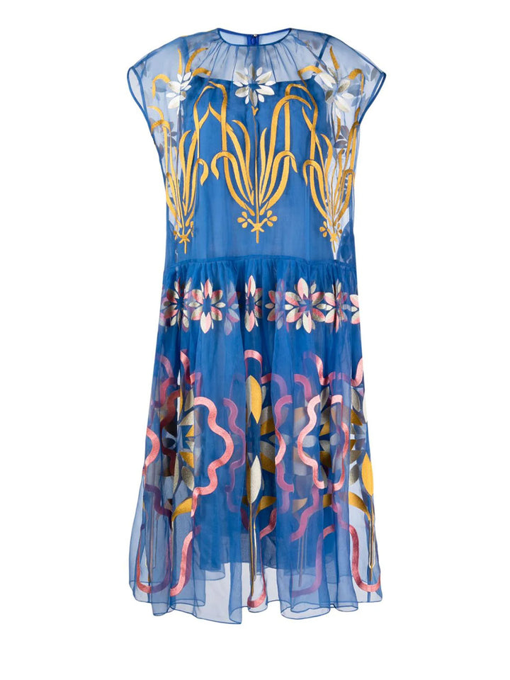    Biyan-Embroidered-Organza-Midi-Dress-Blue-1