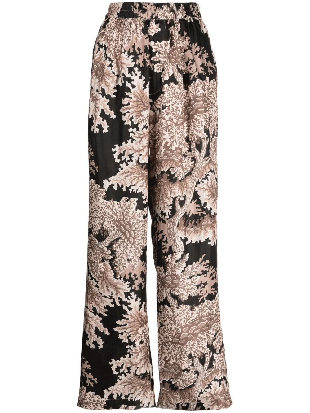Biyan-Twill-Silk-Print-Straight-Long-Pants-Navy-1