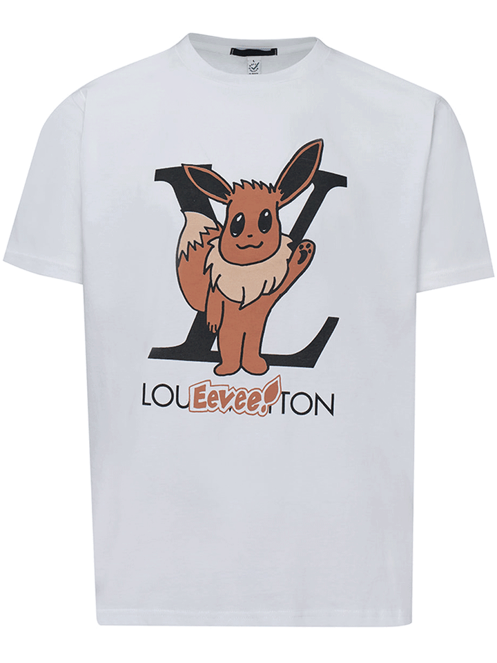 Black-Score-Unisex-Classic-Crew-Neck-Louis-Eevee-T-Shirt-White-1