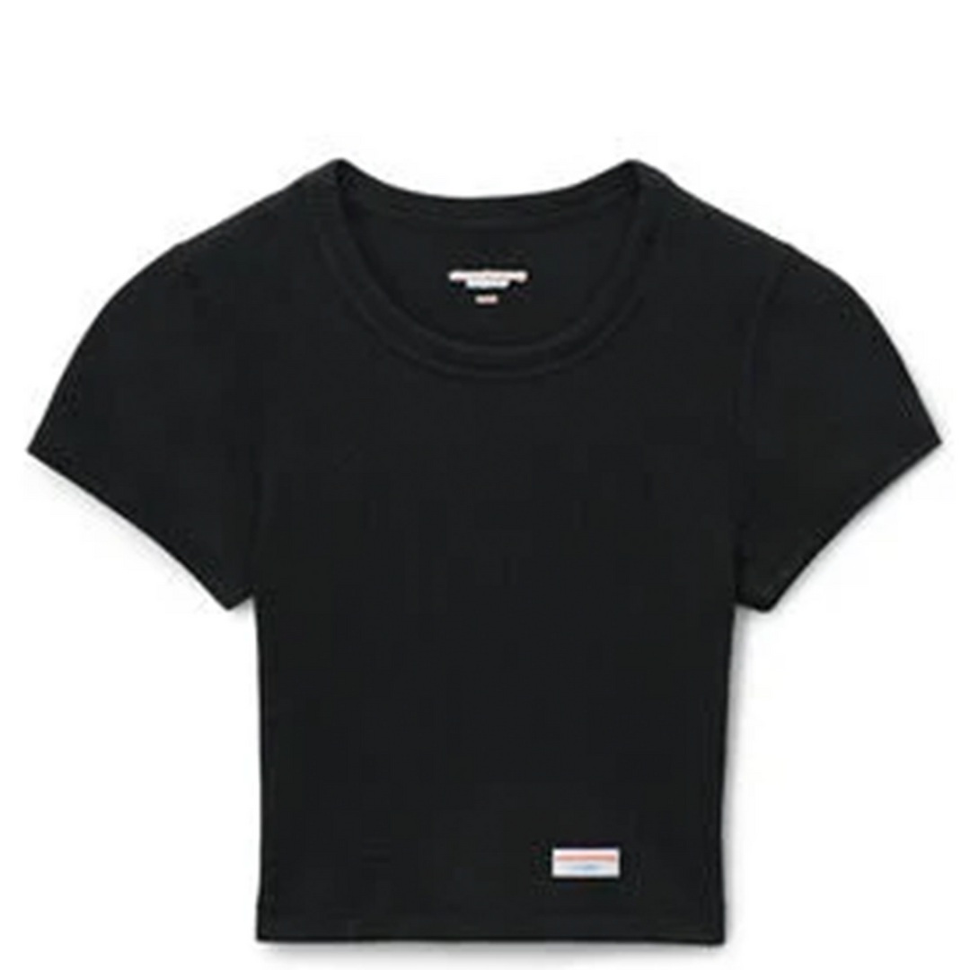 Cropped Short Sleeve Tee In Ribbed Jersey