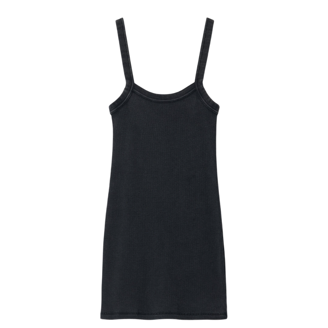 Bodywear_by_Alexander_Wang_Minidress_In_Waffle-Knit_Cotton_Stretch_Black