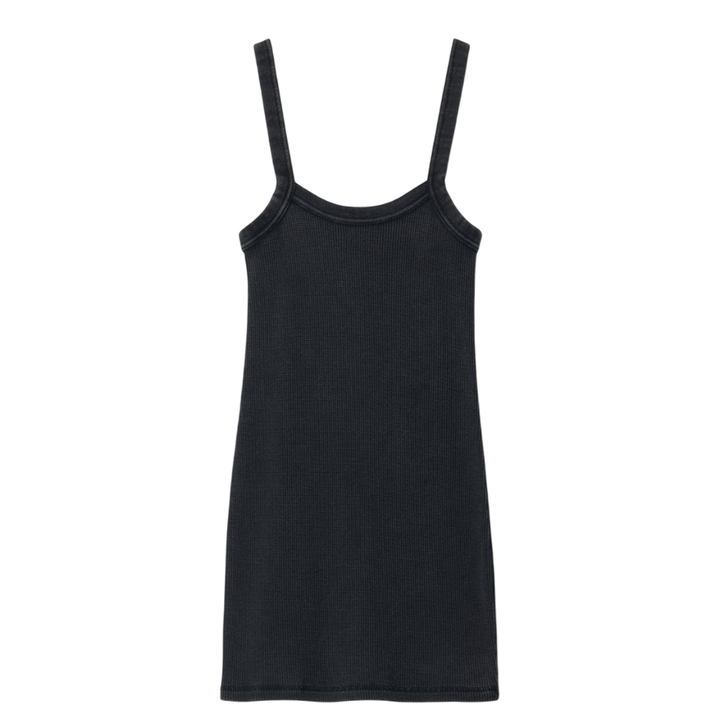 Bodywear_by_Alexander_Wang_Minidress_In_Waffle-Knit_Cotton_Stretch_Black
