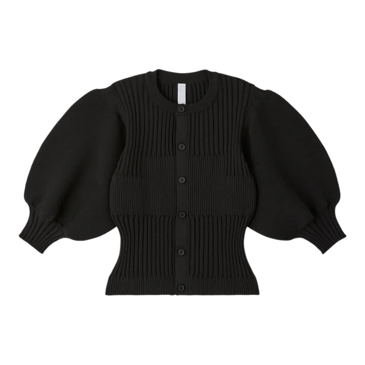 Club21 - CFCL - Fluted Short Puff Sleeve Cardigan - CARDIGANS - Black