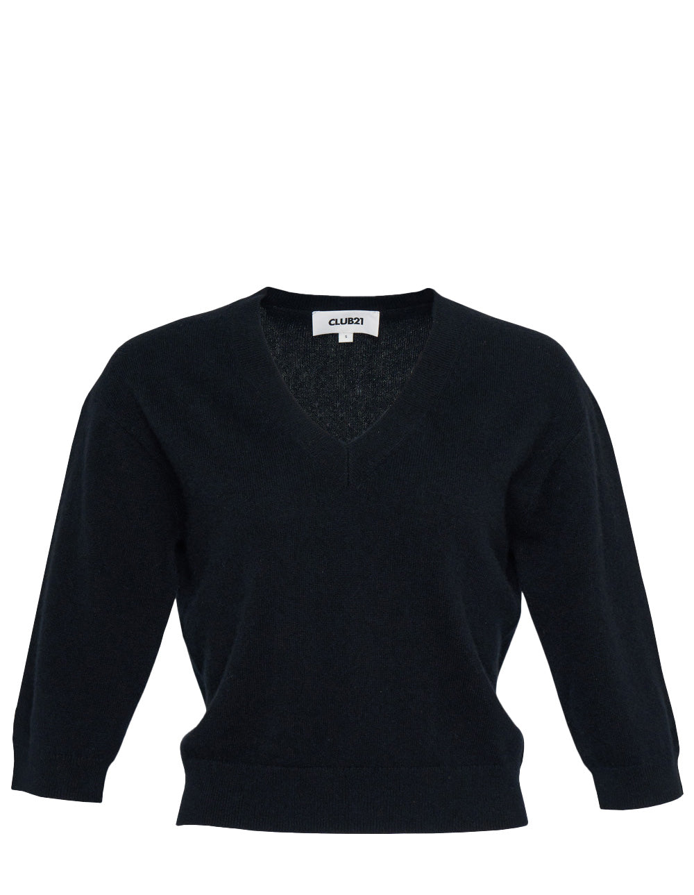 CLUB21_COLLECTION_Recycled_Cashmere_V-Neck_Cropped_Sweater-Black