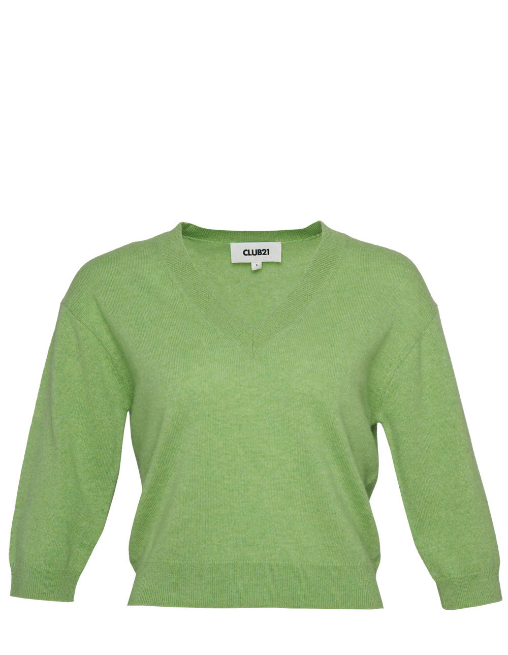 CLUB21_COLLECTION_Recycled_Cashmere_V-Neck_Cropped_Sweater-Green