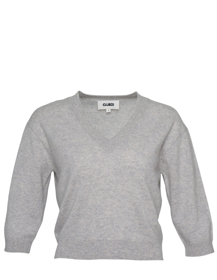 CLUB21_COLLECTION_Recycled_Cashmere_V-Neck_Cropped_Sweater-Lightgrey