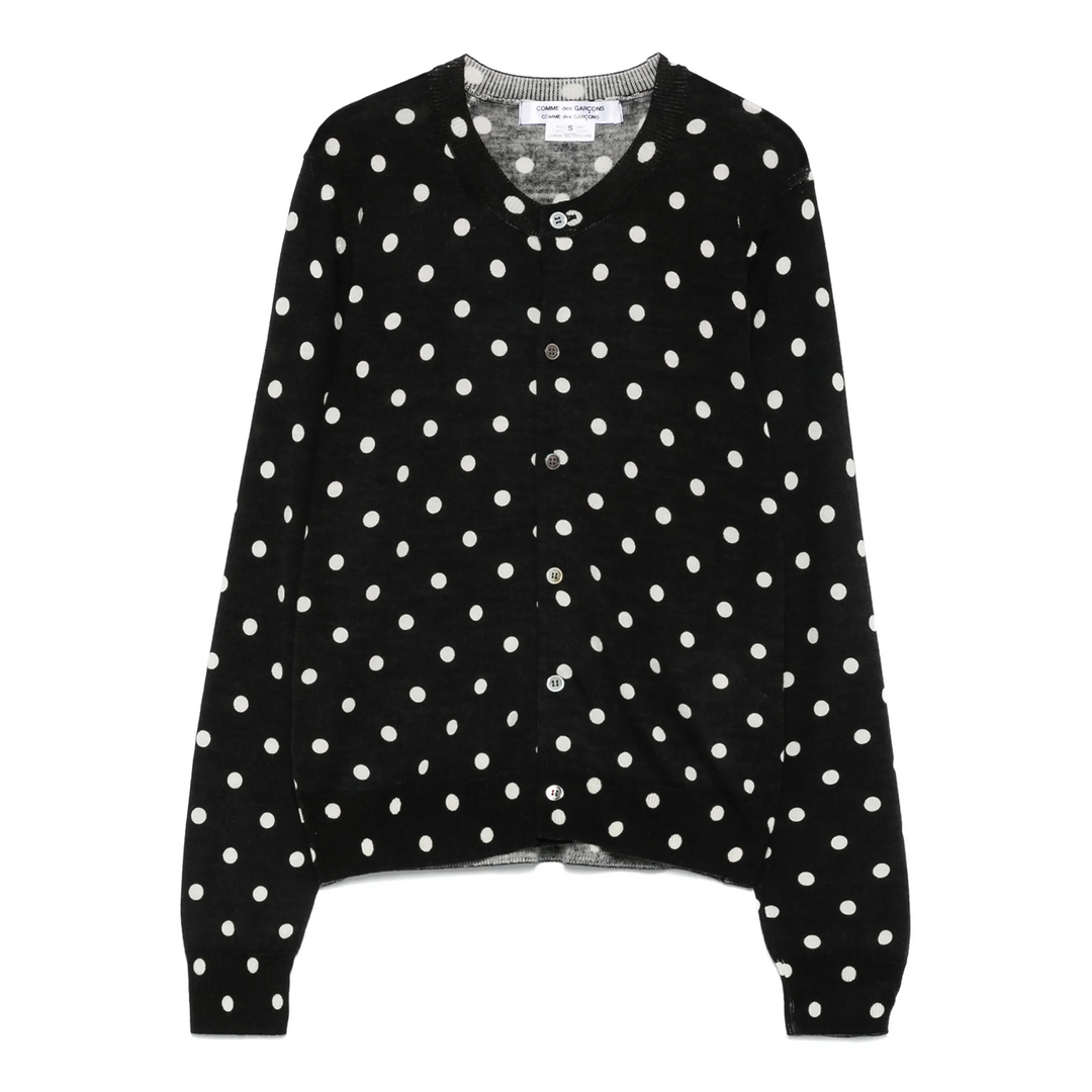 Polka Dots Pattern Print Jersey Cardigan