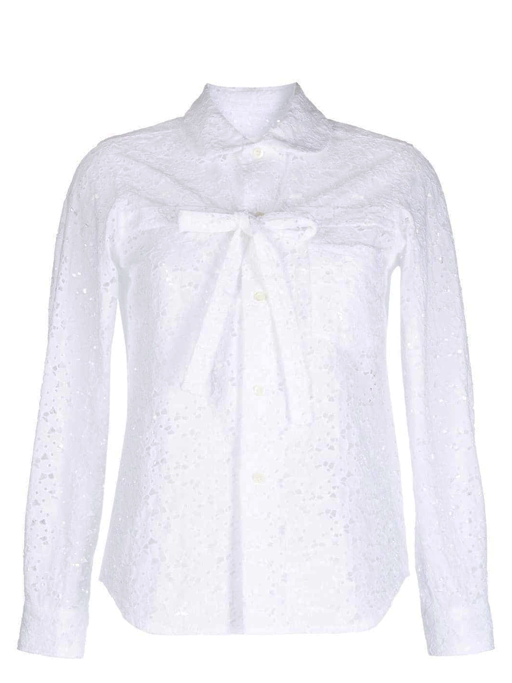COMME des GARCONS GIRL Embroidery Lace Peter Pan Blouse White 1