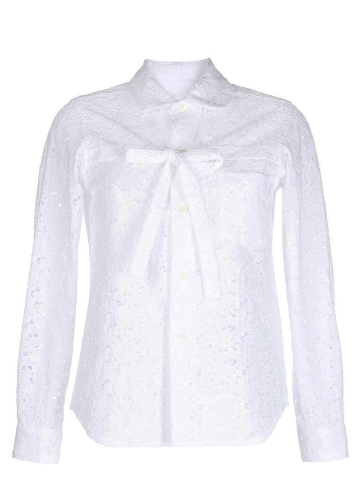 COMME des GARCONS GIRL Embroidery Lace Peter Pan Blouse White 1