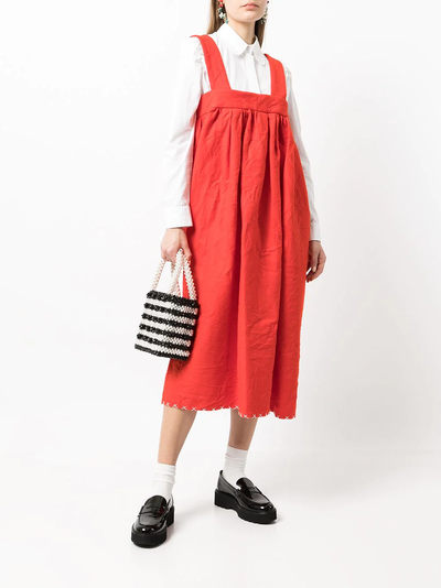 COMME des GARCONS GIRL Polyester Felt Hand Stitch Pinafore Red 2