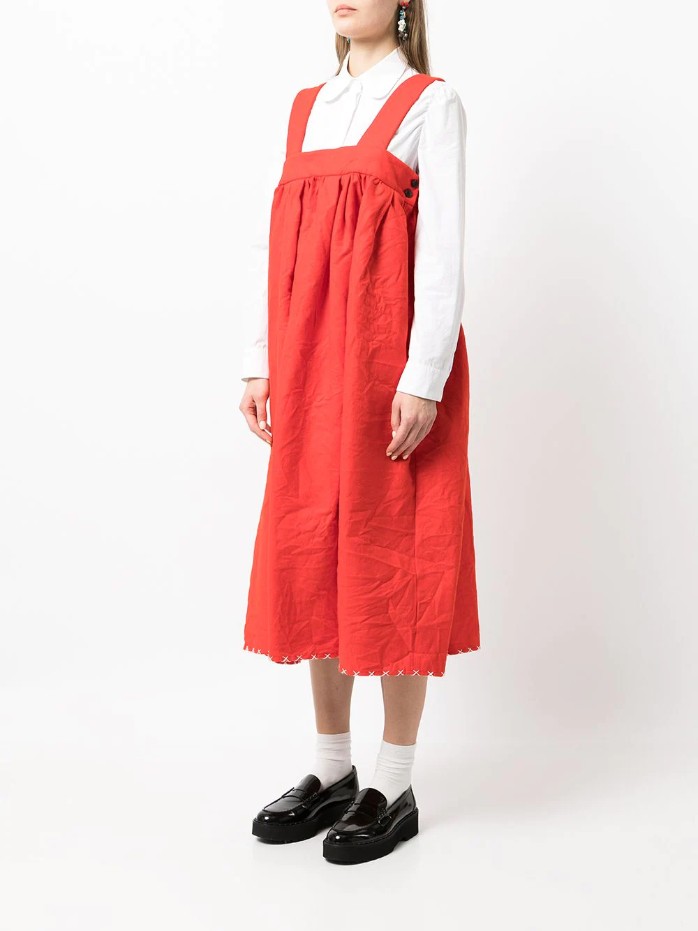 COMME des GARCONS GIRL Polyester Felt Hand Stitch Pinafore Red 3