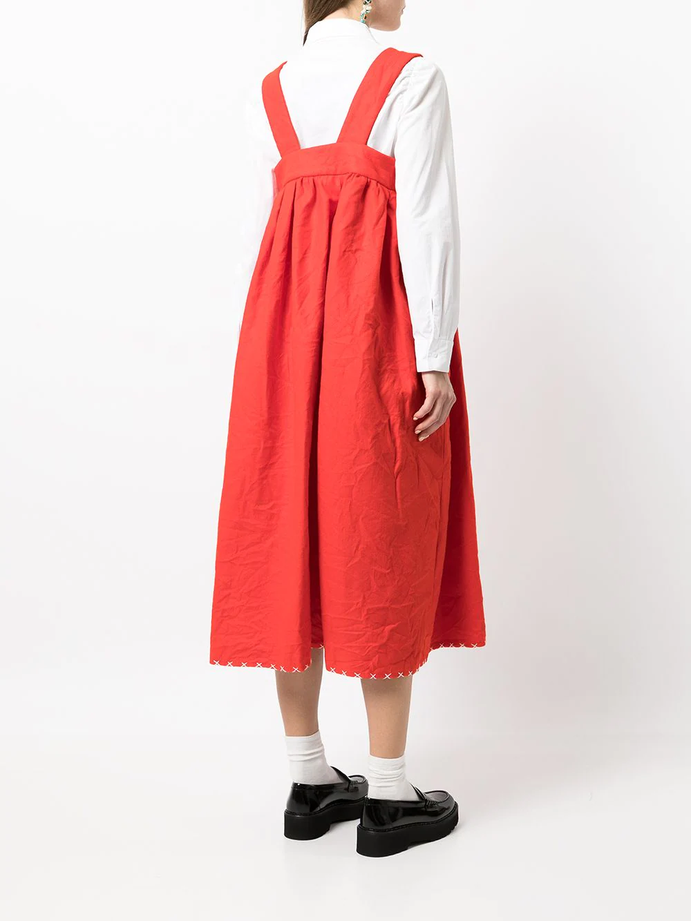 COMME des GARCONS GIRL Polyester Felt Hand Stitch Pinafore Red 4