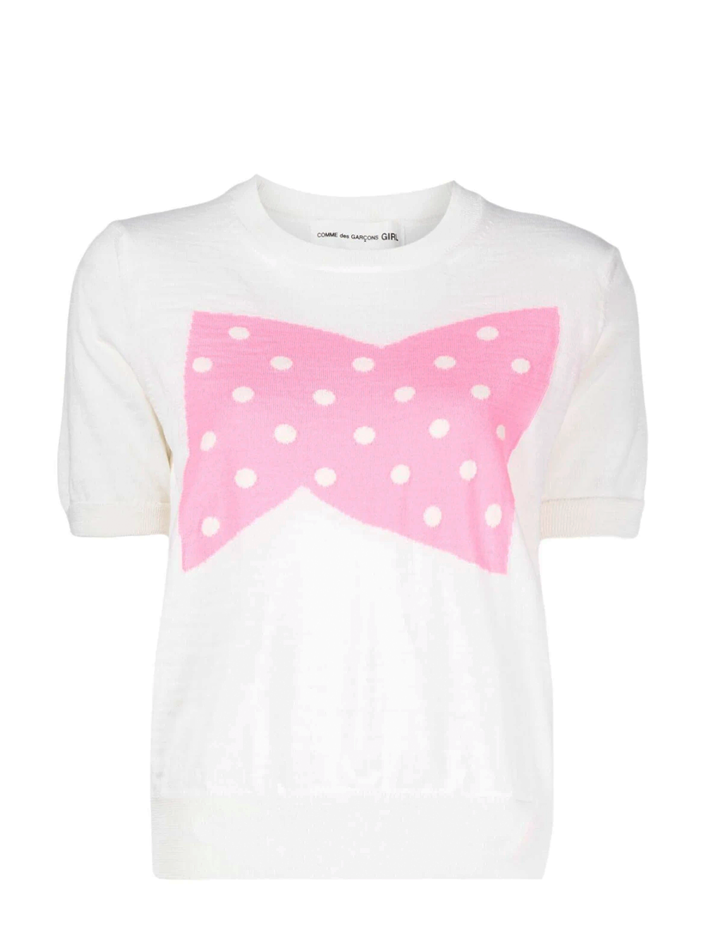 COMME des GARCONS GIRL Ribbon Pattern Intarsia Knit Top Off-White 1